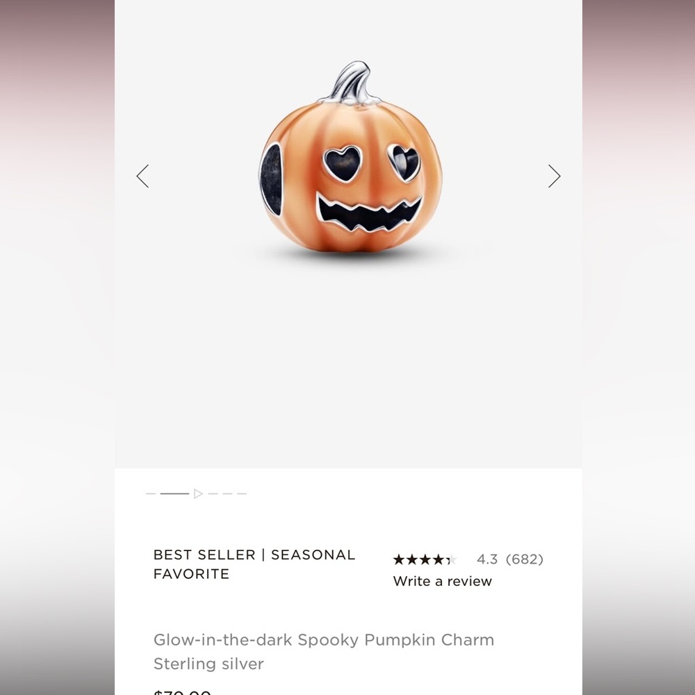 Orange Pumpkin pandora glow in the dark